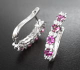 Симпатичные серебряные серьги с родолитами Серебро 925