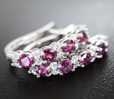 Симпатичные серебряные серьги с родолитами Серебро 925