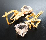 Золотые серьги с насыщенными морганитами 7,73 карата и бриллиантами