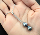 Серебряное колье с цветным жемчугом Серебро 925