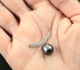 Серебряное колье с цветным жемчугом Серебро 925