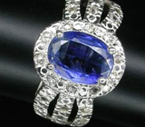 Кольцо c ярко-синим кианитом и сапфирами Серебро 925