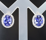 Серьги с танзанитами 4,98 карата и бриллиантами Золото