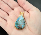Серебряный кулон с хризоколлой и голубыми топазами