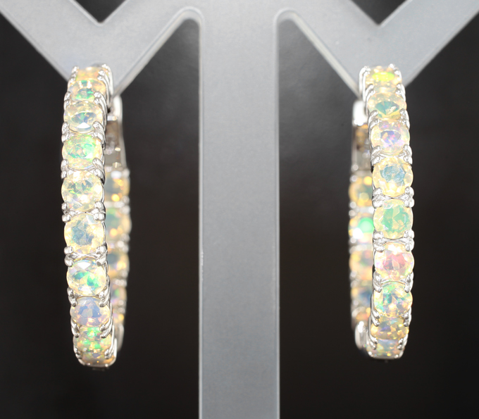 Роскошные серебряные серьги с ограненными эфиопскими опалами