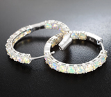 Роскошные серебряные серьги с ограненными эфиопскими опалами Серебро 925