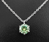 Серебряное колье с зеленым муассанитом 1 карат Серебро 925
