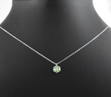 Серебряное колье с зеленым муассанитом 1 карат Серебро 925