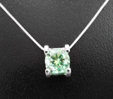 Серебряный кулон с зеленым муассанитом 1,98 карата + цепочка Серебро 925