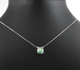 Серебряный кулон с зеленым муассанитом 1,98 карата + цепочка Серебро 925