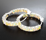 Роскошные серебряные серьги с ограненными эфиопскими опалами Серебро 925