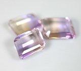 Набор из 3 контрастных аметринов авторской огранки 17,14 карата