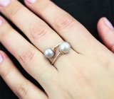 Золотое кольцо с серебристым морским жемчугом 7,47 карата! Натуральный цвет