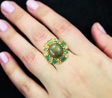 Серебряное кольцо cо сфеном, хризопразом и перидотами Серебро 925