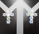 Серебярные серьги с кристаллическими эфиопскими опалами
