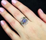 Праздничное серебряное кольцо с танзанитом и турмалинами