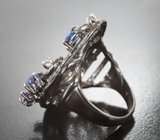 Серебряное кольцо с кианитами, голубыми топазами и аметистами Серебро 925