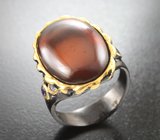 Серебряное кольцо с крупным карнелианом, аметистами и родолитами