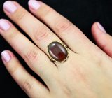 Серебряное кольцо с крупным карнелианом, аметистами и родолитами