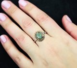 Серебряное кольцо с изумрудом и разноцветными сапфирами
