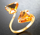 Разъемное золотое кольцо с чистейшими цитринами Мадейра авторской огранки 5,67 карата Золото