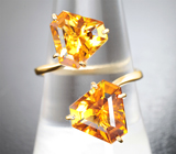 Разъемное золотое кольцо с чистейшими цитринами Мадейра авторской огранки 5,67 карата Золото