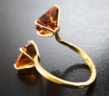 Разъемное золотое кольцо с чистейшими цитринами Мадейра авторской огранки 5,67 карата Золото