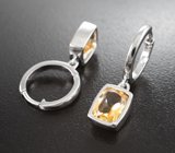 Стильные серебряные серьги с цитринами