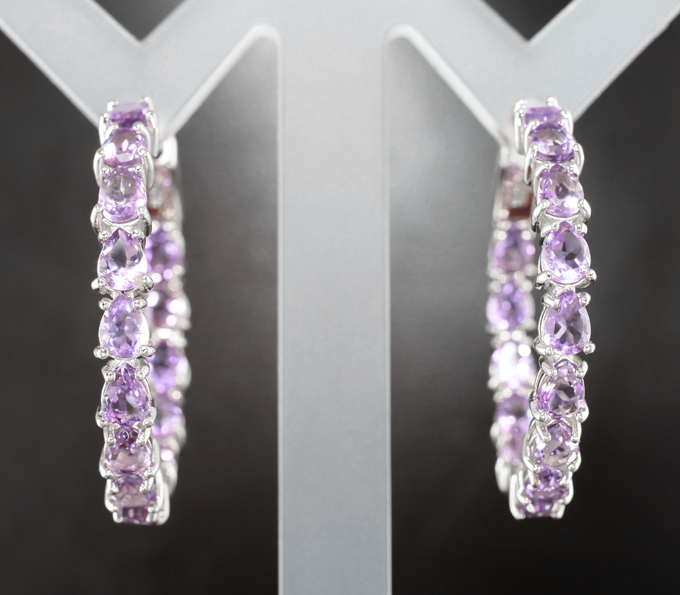 Великолепные серебряные серьги с аметистами