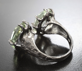 Серебряное кольцо с крупными зелеными аметистами Серебро 925