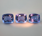 Крупный набор из 3 чистейших флюоритов со сменой цвета 20,08 карата 