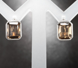 Стильный серебряный комплект с дымчатым кварцем