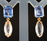 Серьги с флюоритами со сменой цвета 7,3 карата и морганитами Золото
