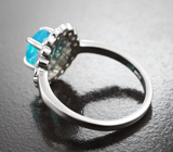 Яркое серебряное кольцо с ограненным опалом и сапфирами Серебро 925