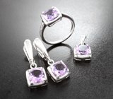 Стильный серебряный комплект с аметистами