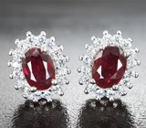 Замечательные серебряные серьги с насыщенными рубинами