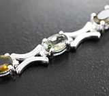 Превосходный серебряный браслет с разноцветными турмалинами Серебро 925