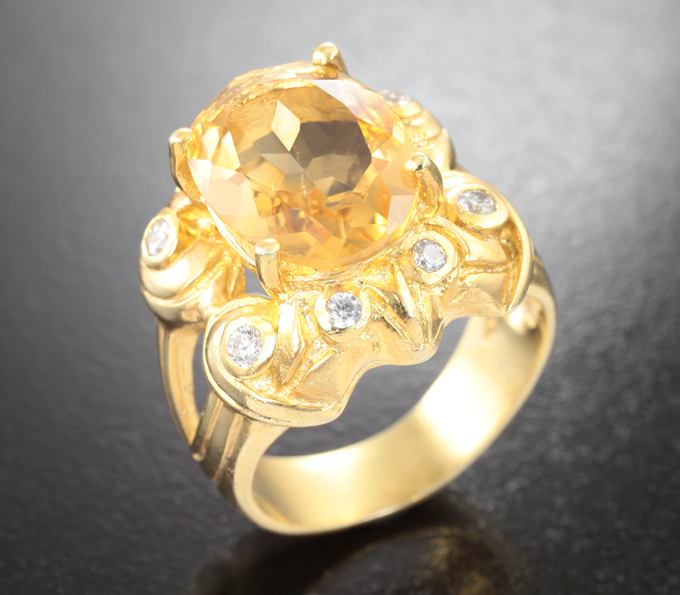 Серебряное кольцо с цитрином