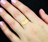 Золотое кольцо с ярким ограненным эфиопским опалом 1,62 карата Золото