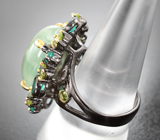 Серебряное кольцо с пренитом, хризопразом и перидотами Серебро 925