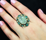 Серебряное кольцо с пренитом, хризопразом и перидотами Серебро 925