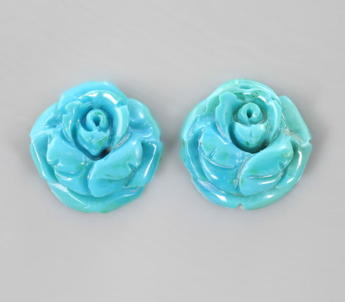 Парная резная армянская бирюза 4,73 карата