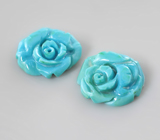 Парная резная армянская бирюза 4,73 карата 