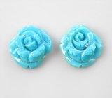 Парная резная армянская бирюза 4,36 карата