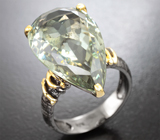 Серебряное кольцо с зеленым аметистом Серебро 925