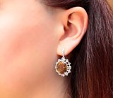 Серебряные серьги с цитринами и голубыми топазами