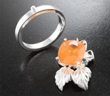 Кольцо-трансформер cо спессартином гранатом 6,09 карата и васильковыми сапфирами