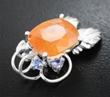 Кольцо-трансформер cо спессартином гранатом 6,09 карата и васильковыми сапфирами