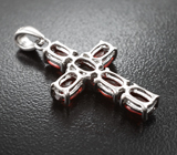 Серебряный кулон-крест с альмандинами гранатами Серебро 925