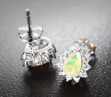 Чудесные серебряные пусеты с ограненными эфиопскими опалами